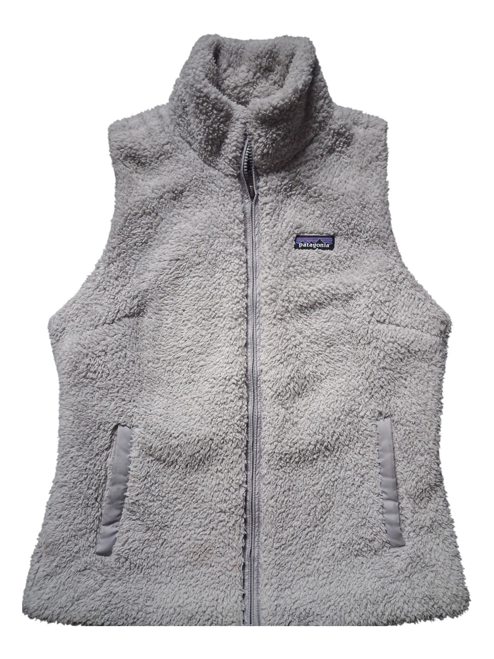 Patagonia Women's M Los Gatos Fleece Vest 25216 Light Gray Sherpa Full Zip